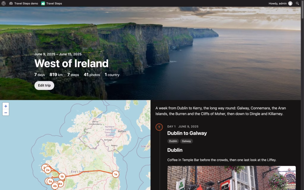 Donncha: Travel Steps is a travel journal